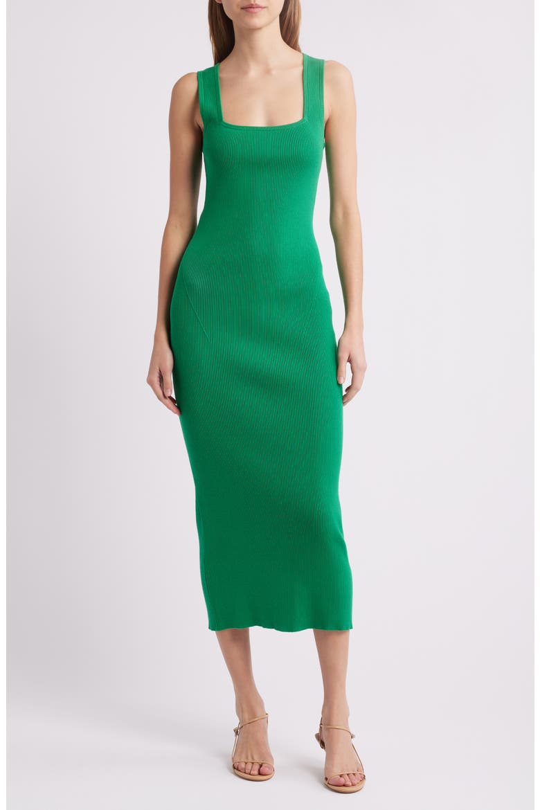 Mozza Sleeveless Rib Midi Sweater Dress, Main, color, GREEN TAMBOURINE
