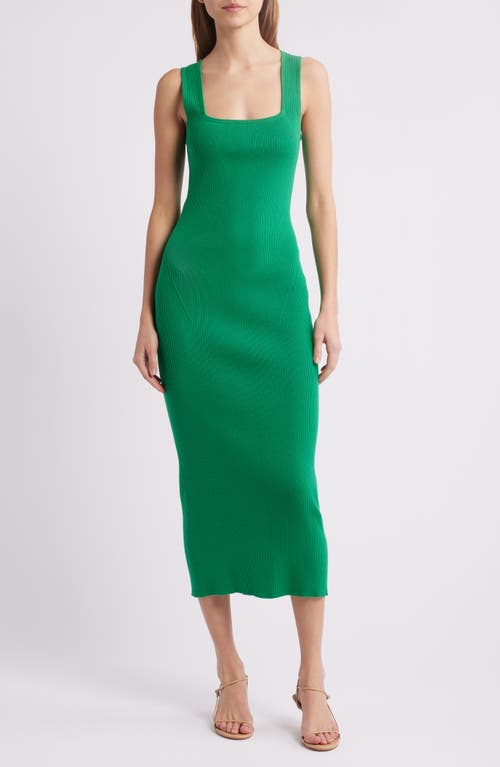 French Connection Mozza Sleeveless Rib Midi Sweater Dress In Green Tambourine