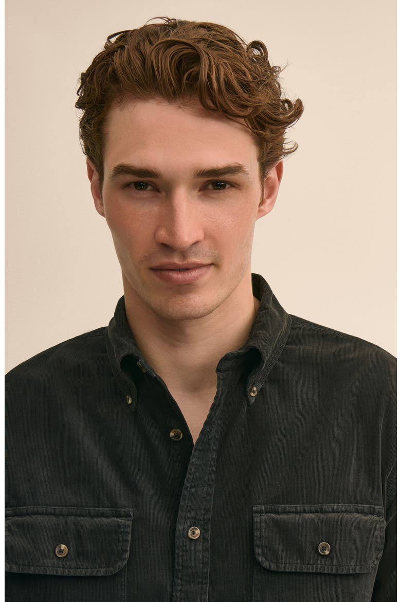 Friday Cotton Corduroy Button-Down Work Shirt, Alternate, color, PIRATE BLACK