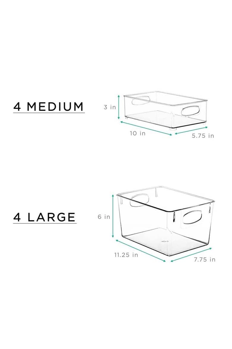 Set of 8 Clear Fridge Organizer Bins, Alternate, color, CLEAR