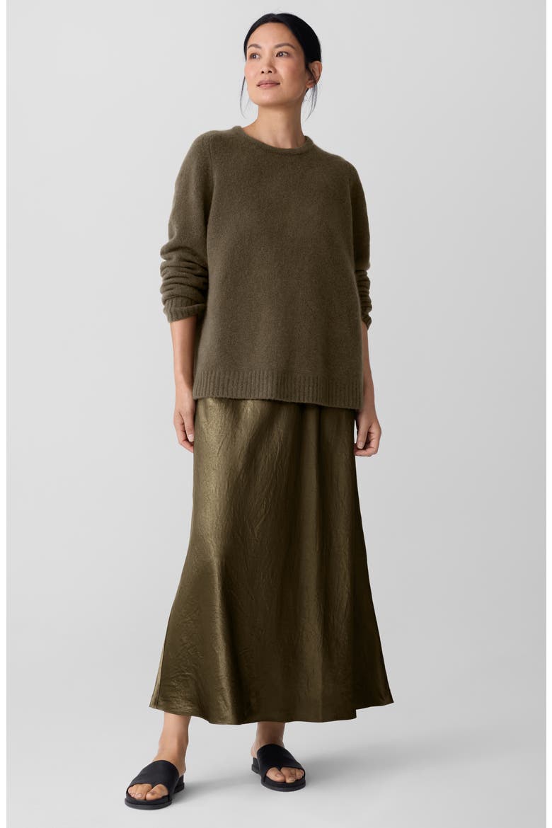 Crinkle Satin Bias Skirt, Alternate, color, SERPENTINE