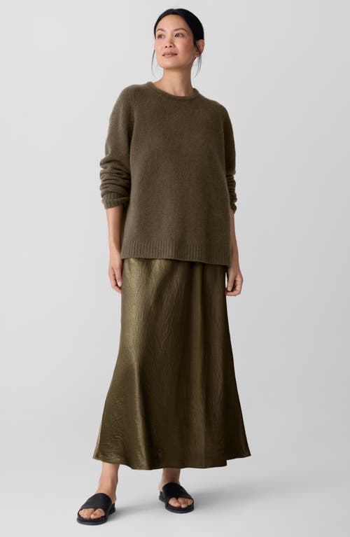 Eileen Fisher Crinkle Satin Bias Skirt In Green