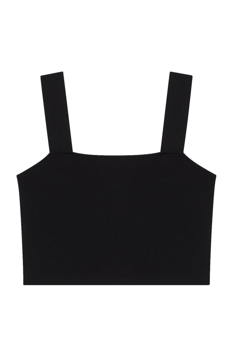 maje Knitted crop top with straps, Alternate, color, Black