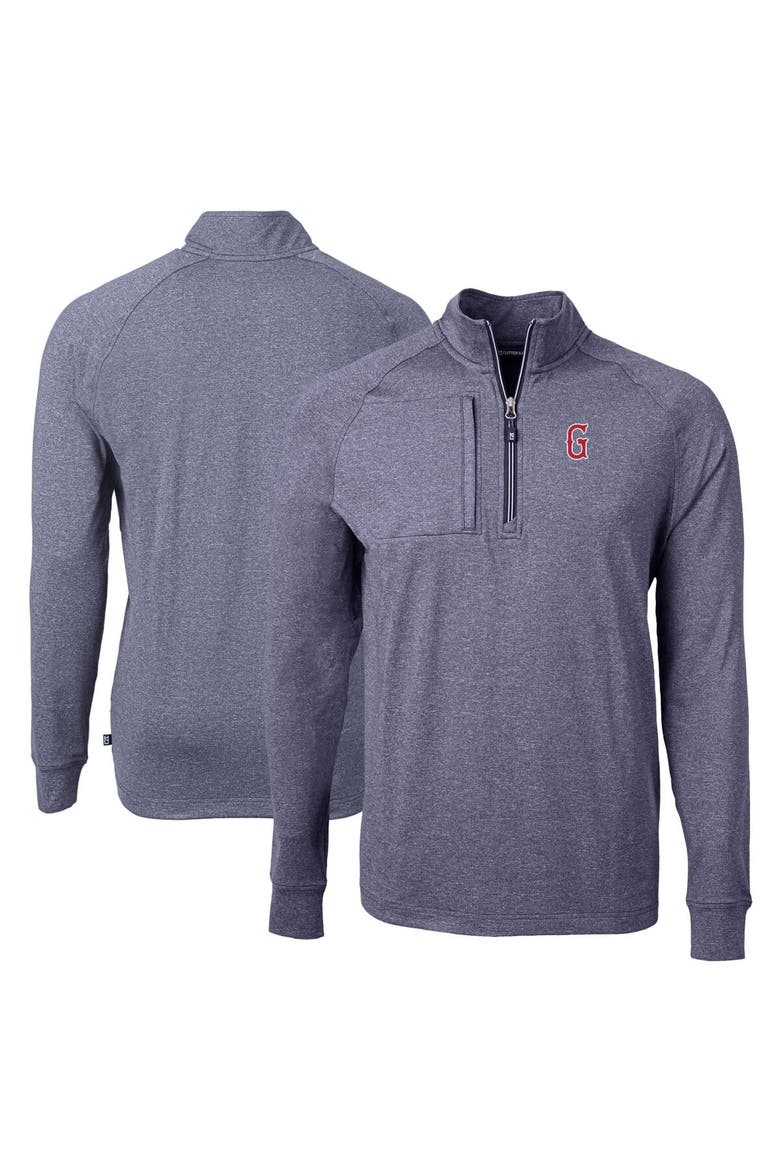 Men's Cutter & Buck  Heather Navy Greenville Drive Adapt Eco Knit Heather Big & Tall Quarter-Zip Pullover Top, Main, color, Heather Navy