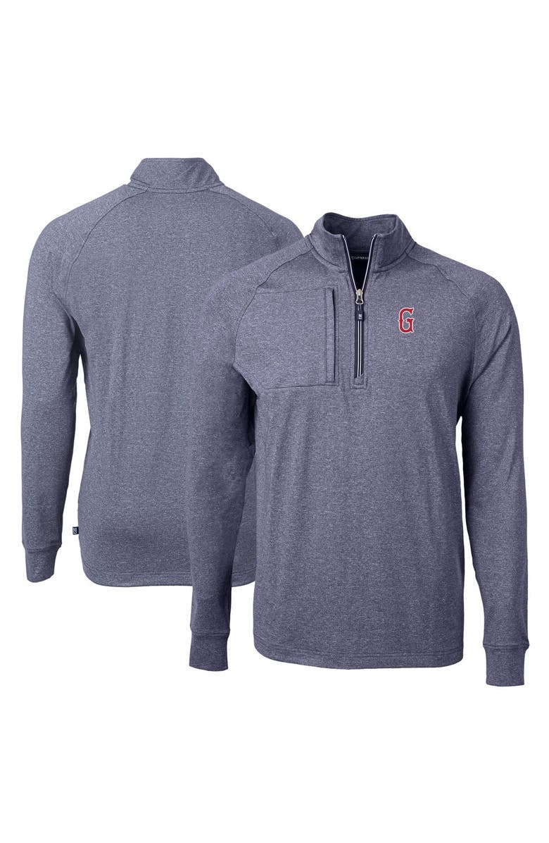 Cutter & Buck Men's Cutter & Buck  Heather Navy Greenville Drive Adapt Eco Knit Heather Big & Tall Quarter-Zip Pullover Top, Main, color, Heather Navy