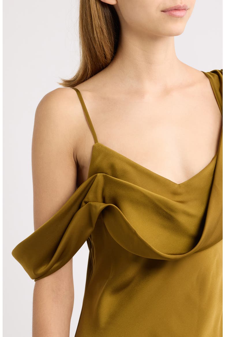 Ondine Asymmetric Drape Gown, Alternate, color, GOLD