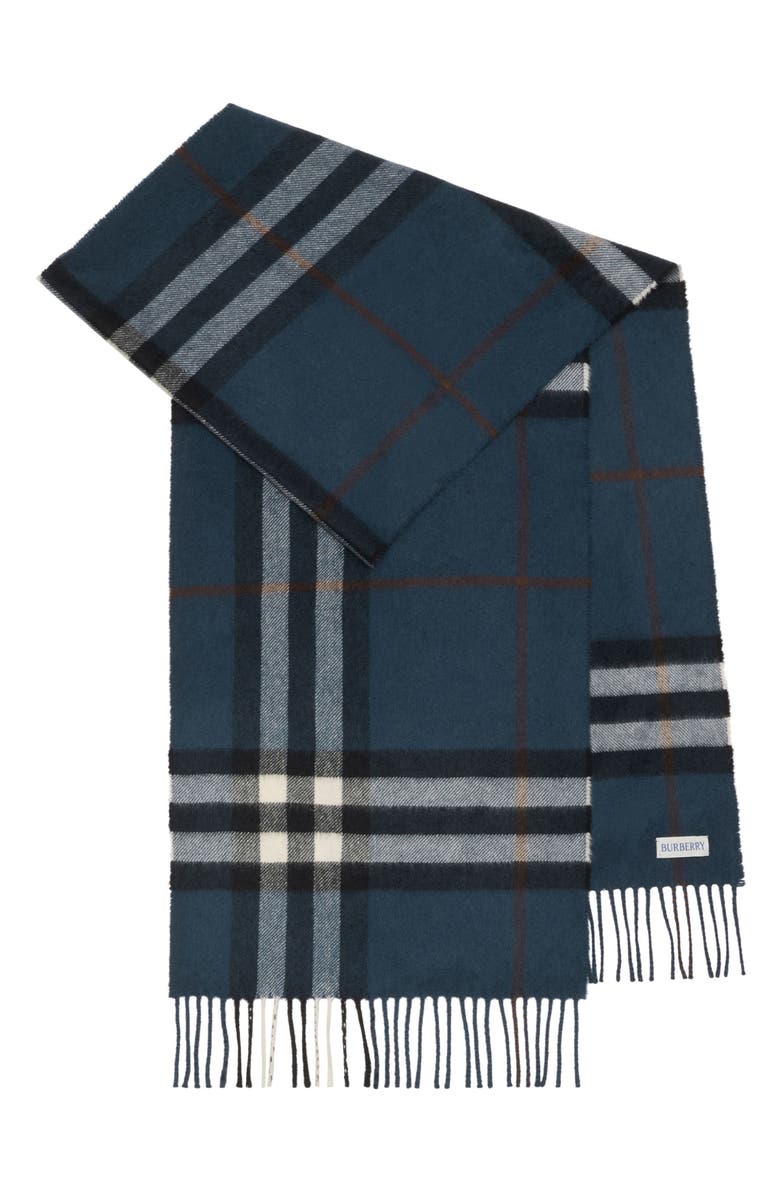 Burberry Giant Check Cashmere Scarf, Main, color, Mast Blue