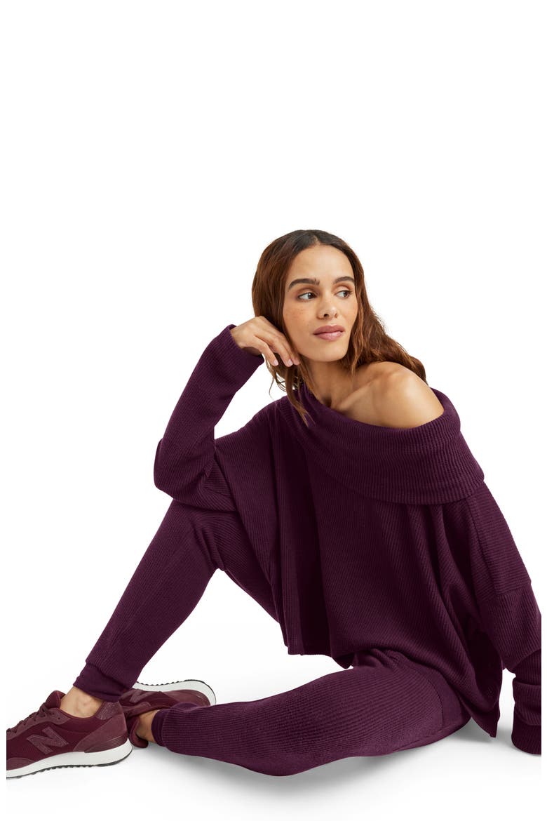 London One-Shoulder Lounge Top, Alternate, color, PLUM