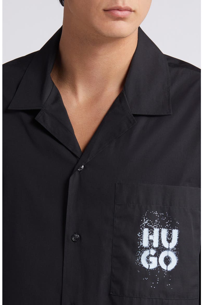 Egeeno Logo Oversize Camp Shirt, Alternate, color, BLK