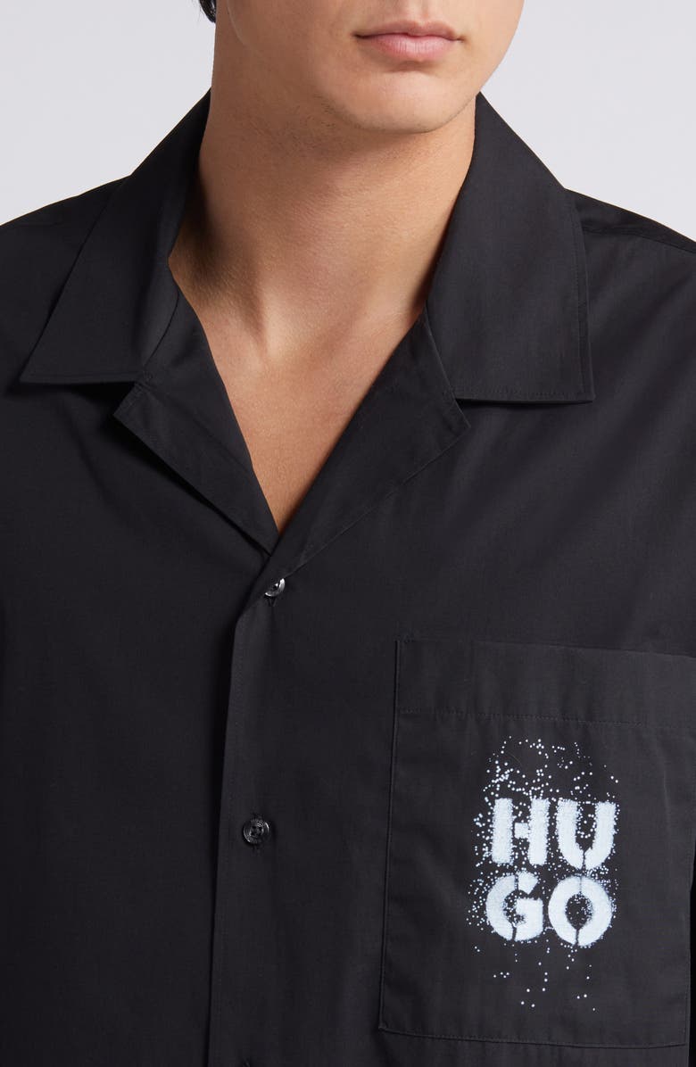 HUGO Egeeno Logo Oversize Camp Shirt, Alternate, color,