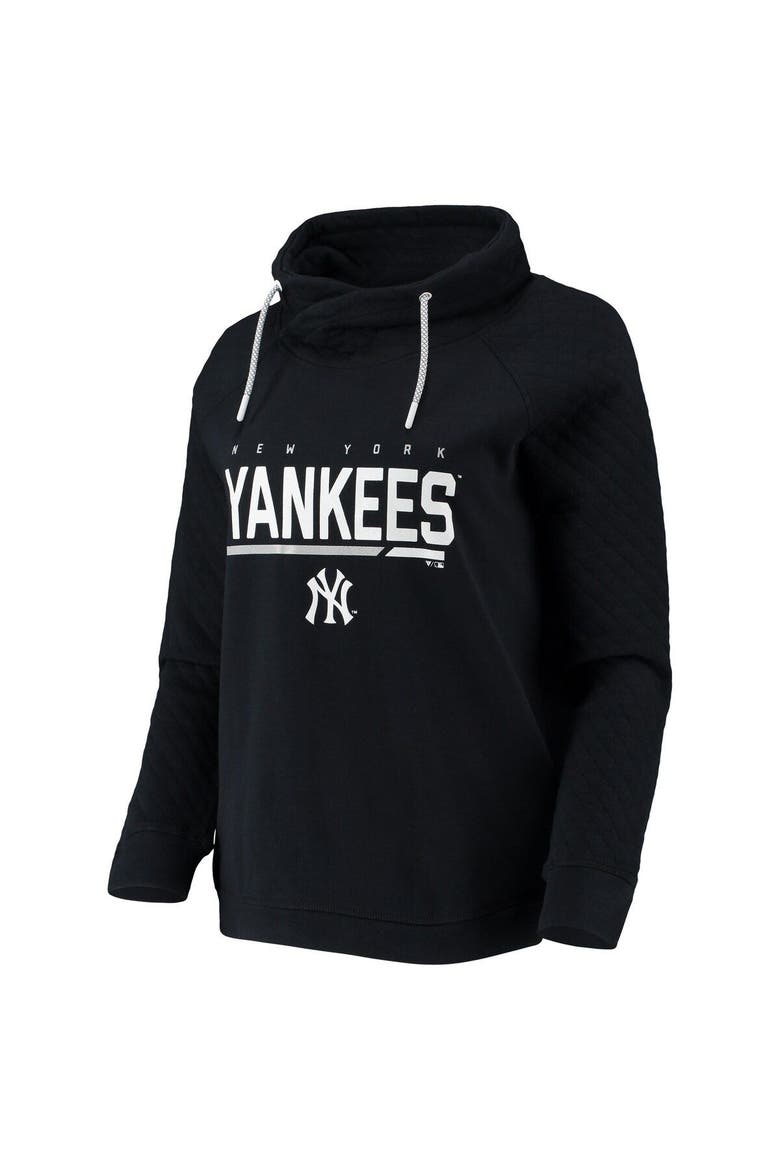 Women's Levelwear Black New York Yankees Vega Funnel Neck Raglan Pullover Sweatshirt, Alternate, color, Black
