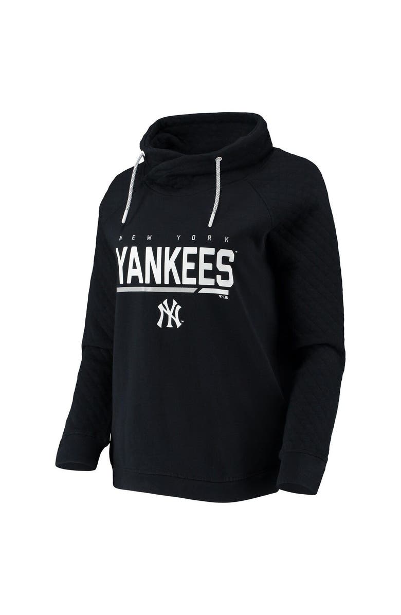 LEVELWEAR Women's Levelwear Black New York Yankees Vega Funnel Neck Raglan Pullover Sweatshirt, Alternate, color, Black