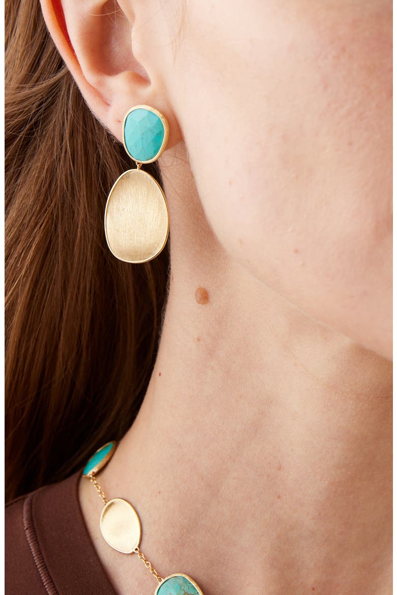 Lunaria Turquoise Double Drop Earrings, Alternate, color, GOLD