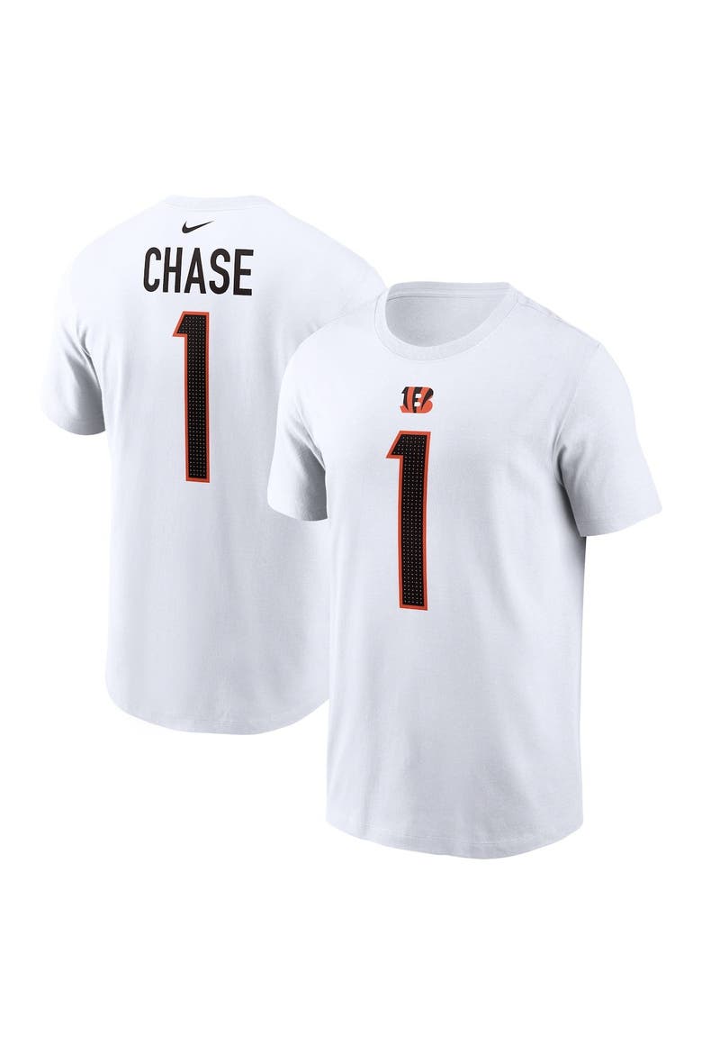 Men's Nike Ja'Marr Chase  White Cincinnati Bengals  Player Name & Number T-Shirt, Main, color, White