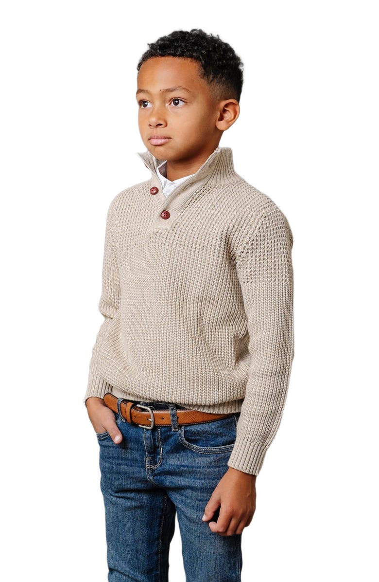 Hope & Henry Boys' Organic Mix Stitch Mock Neck Sweater with Elbow Patches, Kids, Main, color,