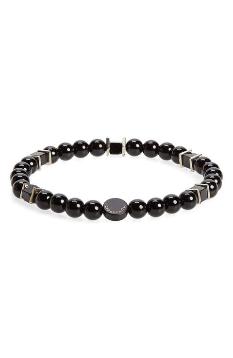 Men's Square Beaded Stretch Bracelet