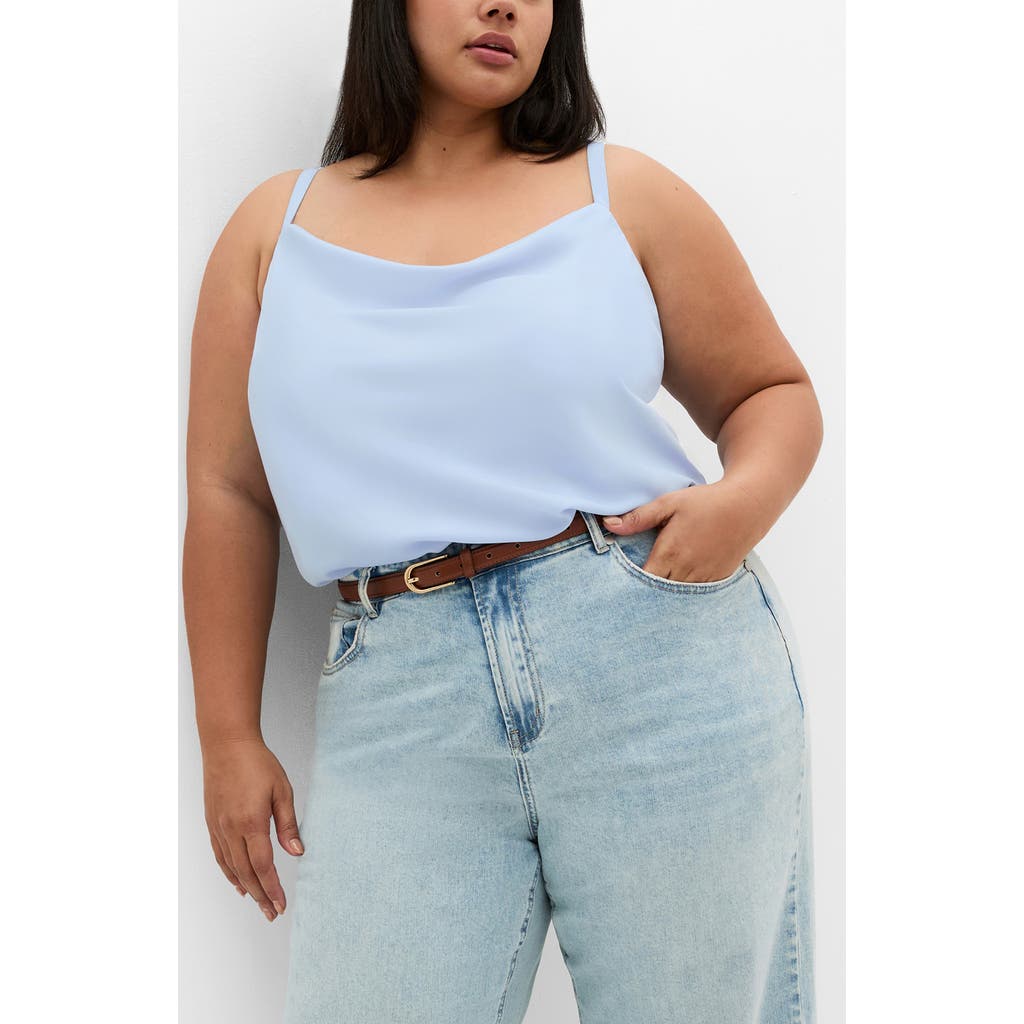Boohoo City Chic Cowl Neck Camisole in Sky Blue at Nordstrom, Size 16W