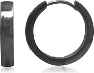 STEELTIME Men's Black Ion-Plated Huggie Hoop Earrings