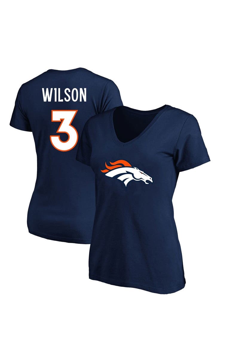 FANATICS Women's Fanatics Branded Russell Wilson Navy Denver Broncos Plus Size Player Name & Number V-Neck T-Shirt, Alternate, color,