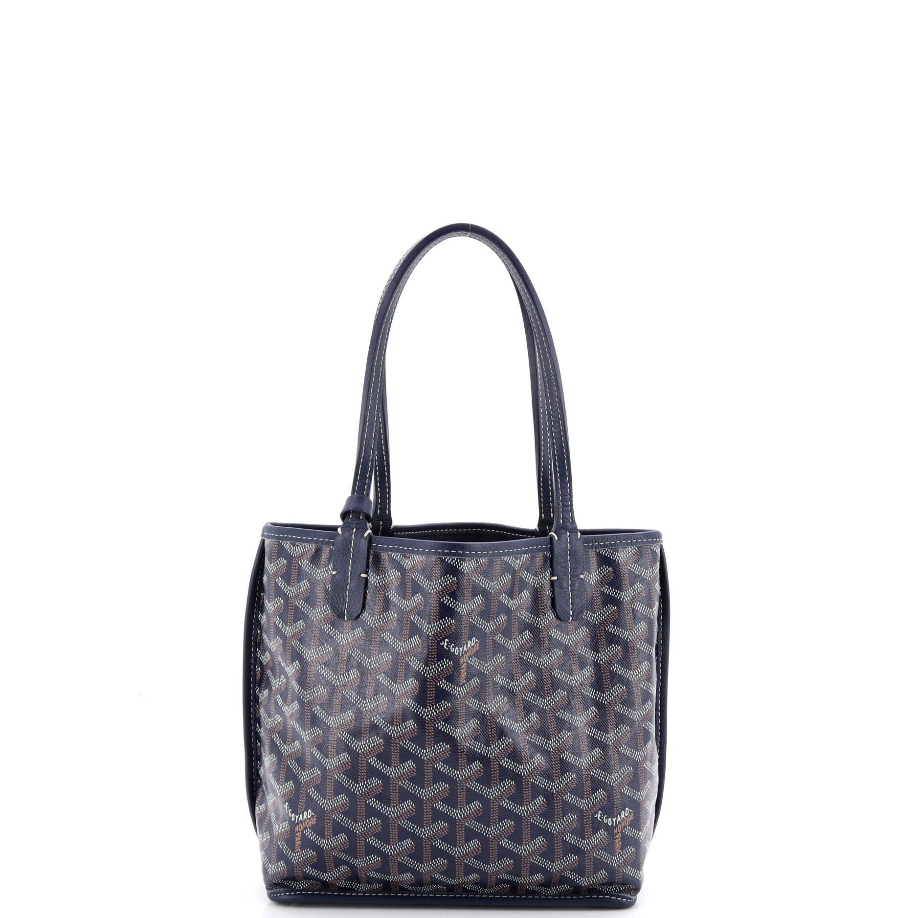 Pre-Owned Goyard Anjou Reversible Tote Coated Canvas Mini, Alternate, color, Blue