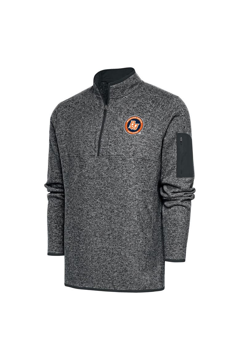 Men's Antigua  Heather Gray Bowling Green Hot Rods Big & Tall Fortune Quarter-Zip Pullover Jacket, Main, color, Heather Gray