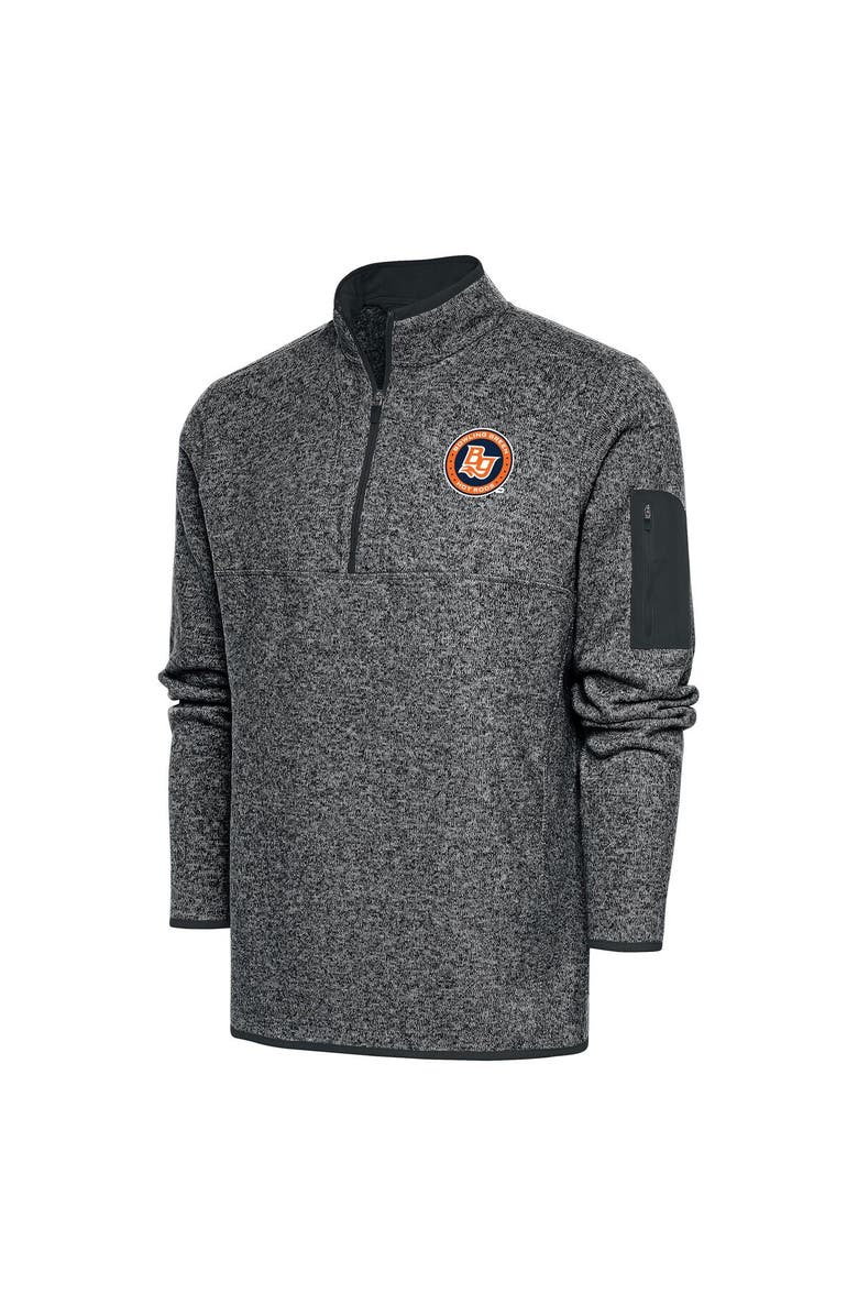 ANTIGUA Men's Antigua  Heather Gray Bowling Green Hot Rods Big & Tall Fortune Quarter-Zip Pullover Jacket, Main, color, 