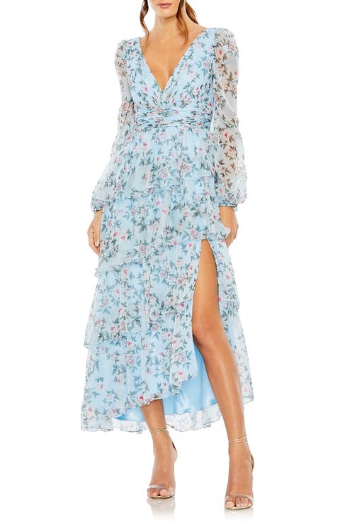 Puff Sleeve Floral Printed Dress