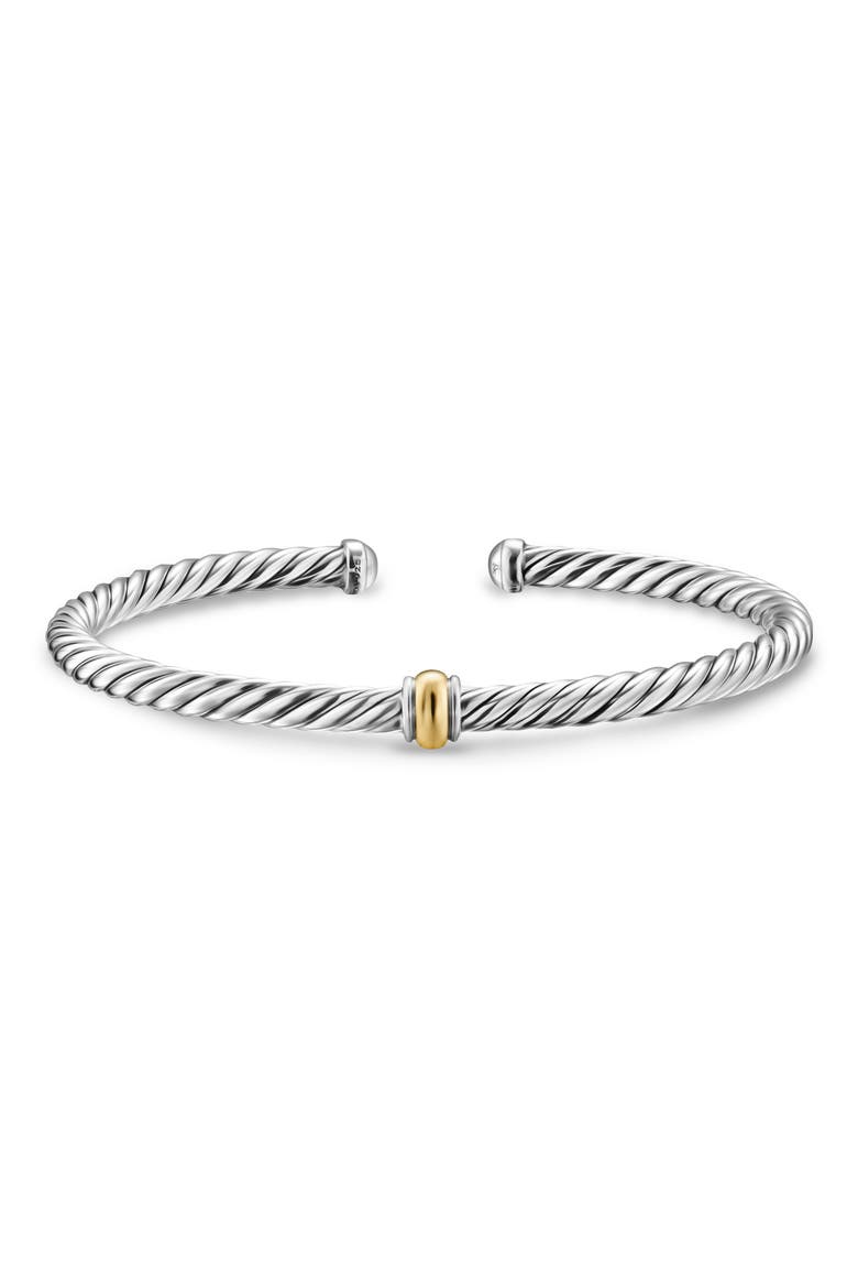 Cable Flex Station Bracelet in Sterling Silver with 14K Yellow Gold, 4mm, Alternate, color, SILVER/ GOLD