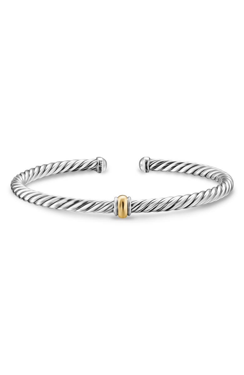 David Yurman Cable Flex Station Bracelet in Sterling Silver with 14K Yellow Gold, 4mm, Alternate, color, Silver/ Gold