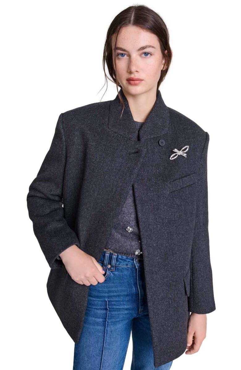 maje Cropped wool coat, Alternate, color,