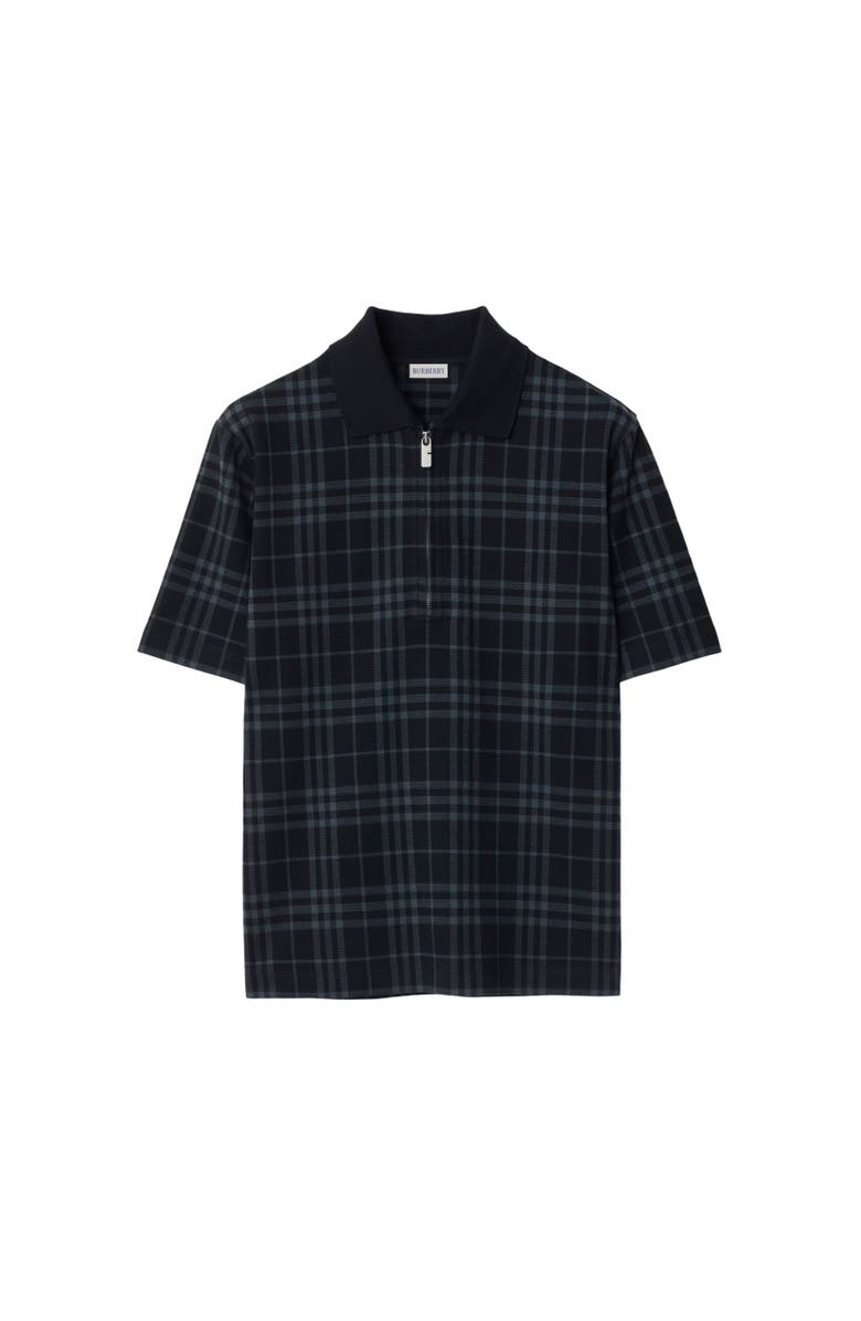 Burberry Check Stretch Cotton Blend Polo Shirt, Alternate, color, Ink