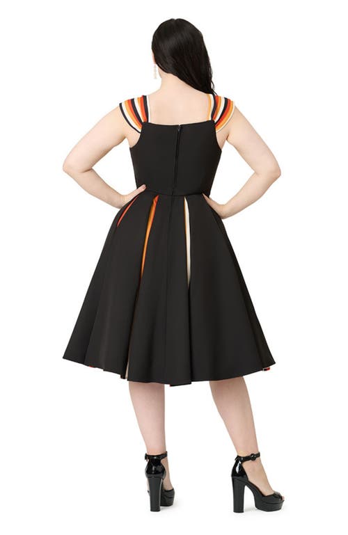 Unique Vintage Square Neck Sleeveless Godet Swing Dress In Black