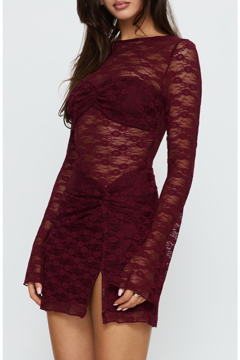 Best You Had Lace Long Sleeve Minidress, Alternate, color, BURGUNDY