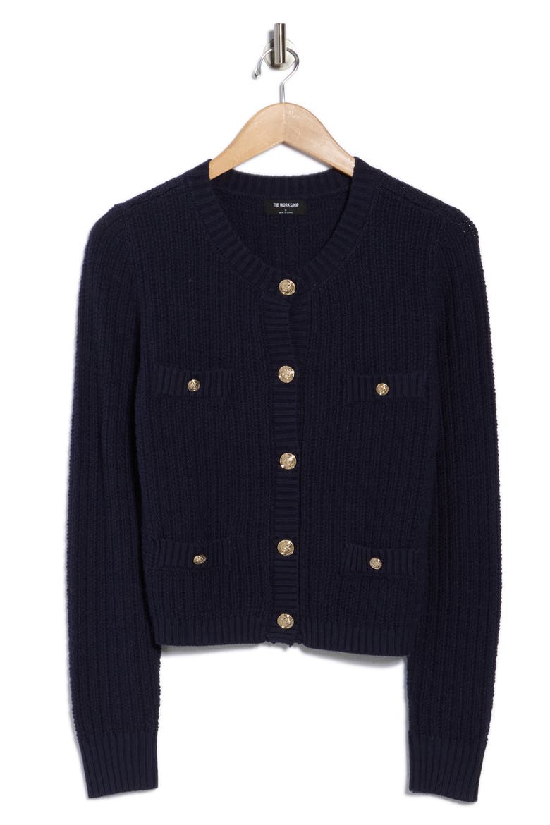 Button Front Cardigan, Alternate, color, NAVY