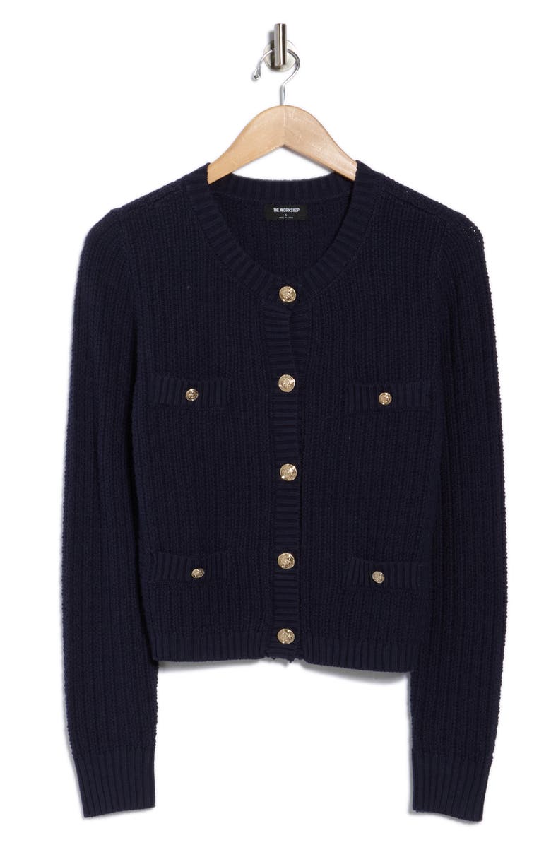 Blu Pepper Button Front Cardigan, Alternate, color, Navy