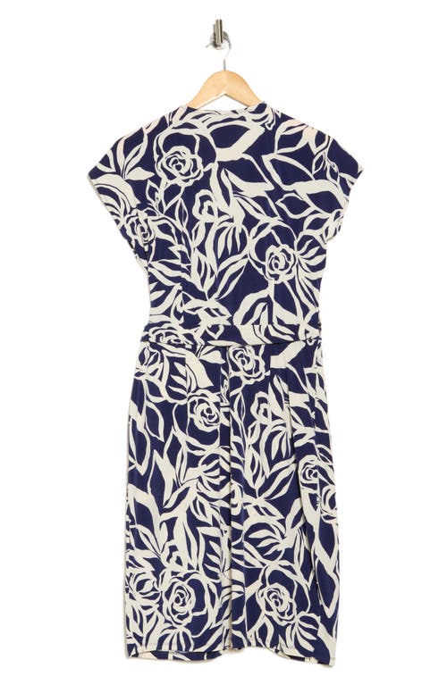Maggy London Wrap Dress In Navy/ivory