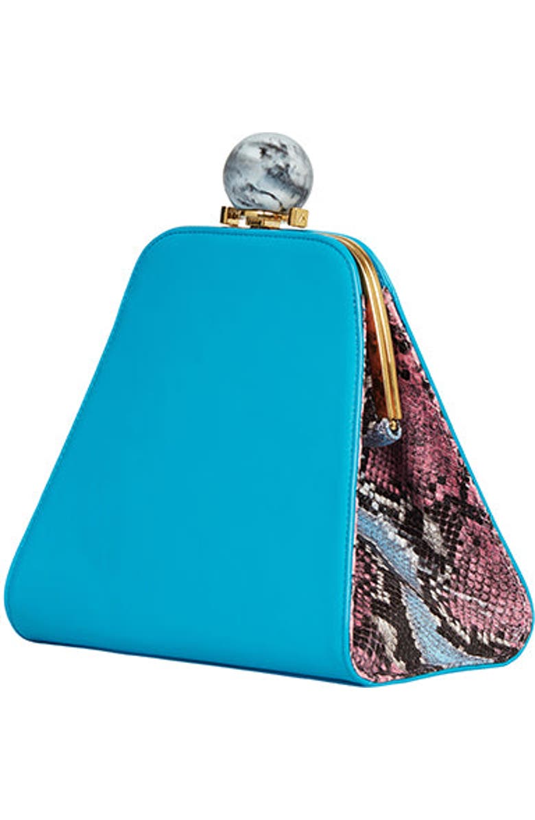 LarAllan Josephine Ball Frame Calfskin Leather Bag, Alternate, color, Turquoise Aqua