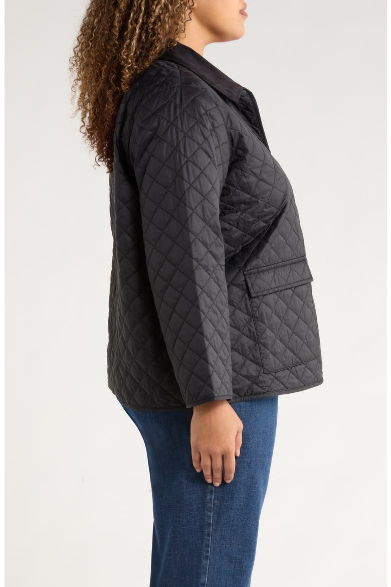 Corduroy Collar Quilted Jacket, Alternate, color, BLACK