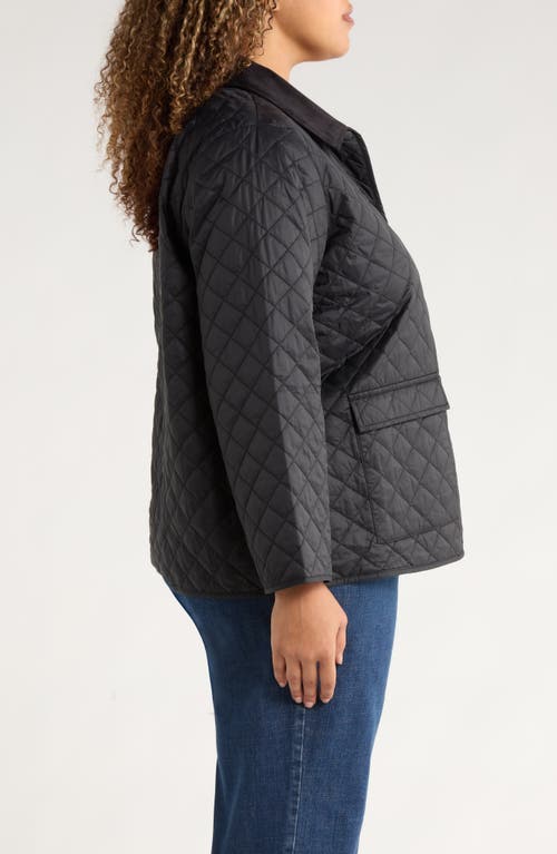 Eileen Fisher Corduroy Collar Quilted Jacket In Black