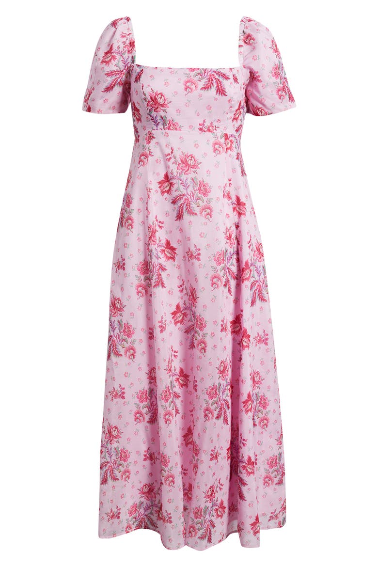 The Matilda Floral Print Puff Sleeve Maxi Dress, Alternate, color, DELFT BOUQUET PINK