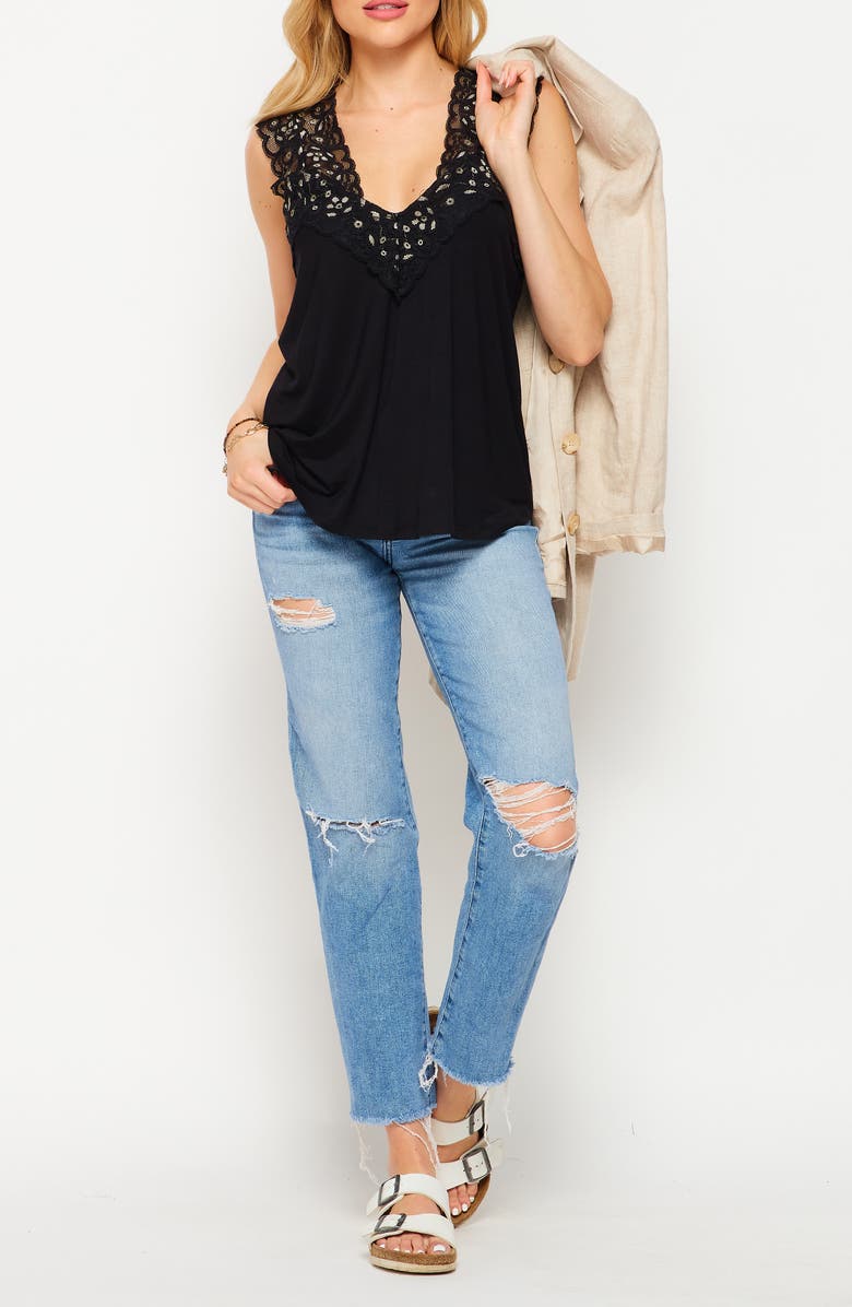 BLUEGREY Lace Banded Cupro Tank Top, Alternate, color, 