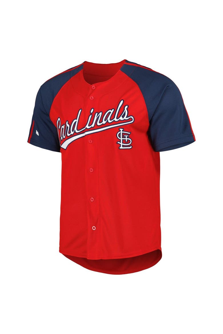 Men's Stitches Red St. Louis Cardinals Button-Down Raglan Fashion Jersey, Alternate, color, Red