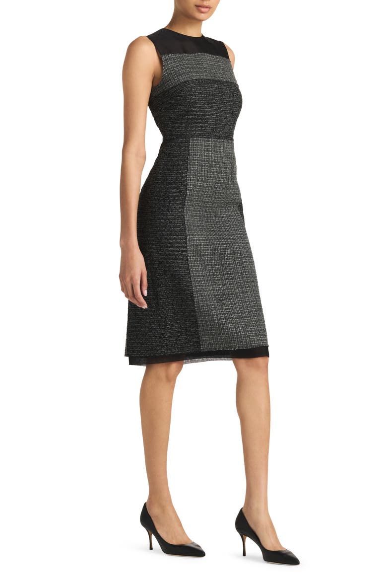 Micropattern Mixed Tweed Sheath Dress, Alternate, color, GRAY/ ECRU/ BLACK MULTI