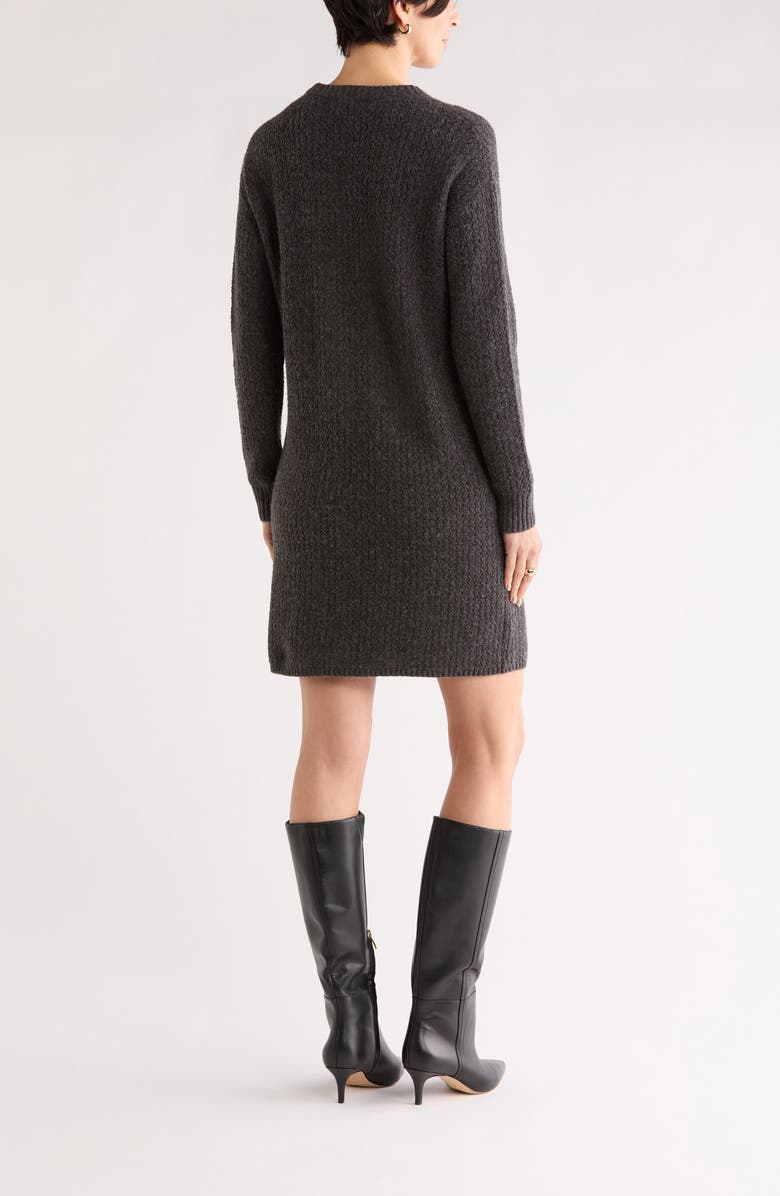 NORDSTROM RACK Textured Stitch Long Sleeve Sweater Dress, Alternate, color, Grey Dark Charcoal Heather