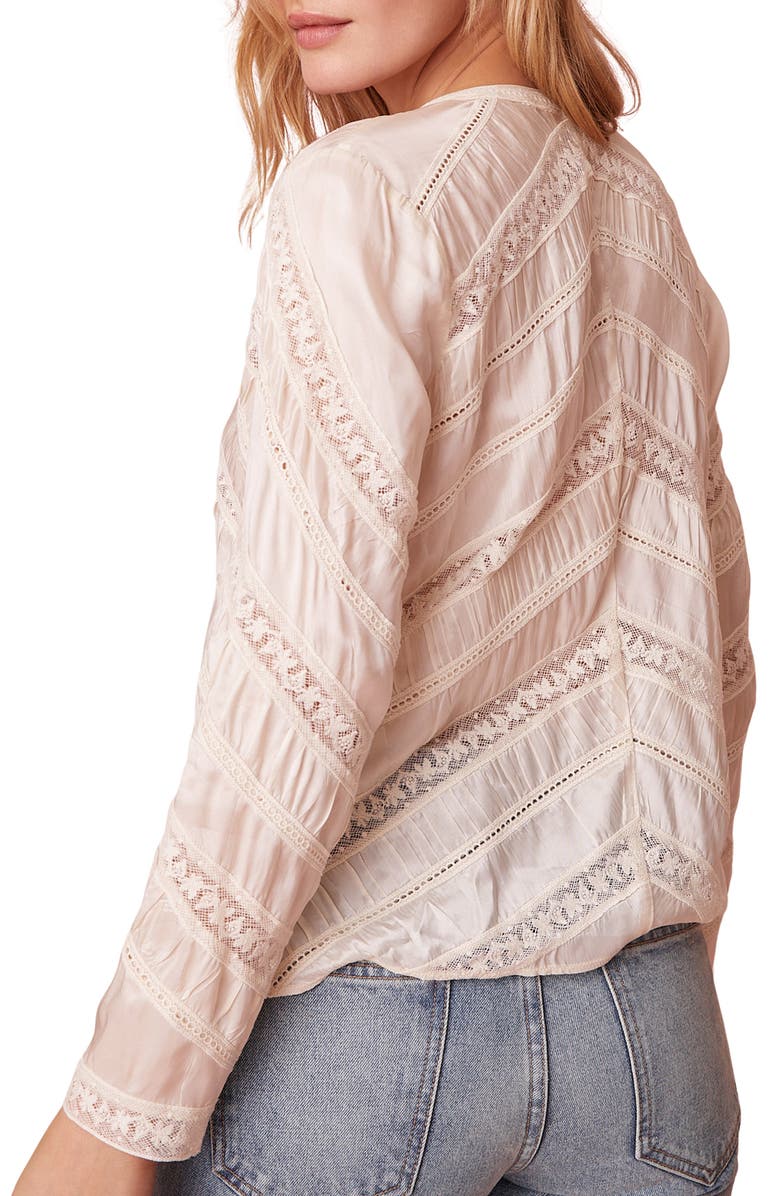 LoveShackFancy Tandra Lace & Eyelet Detail Long Sleeve Top, Alternate, color, 