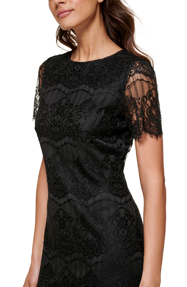 Kensie Scalloped Short Sleeve Lace Cocktail Minidress, Alternate, color, 
