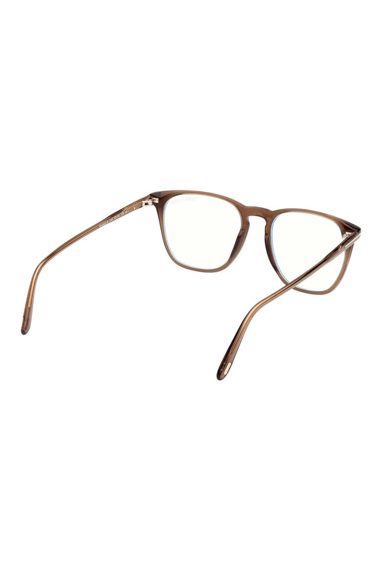 52mm Round Blue Light Blocking Optical Glasses, Alternate, color, BROWN / T LOGO / BLUE BLOCK