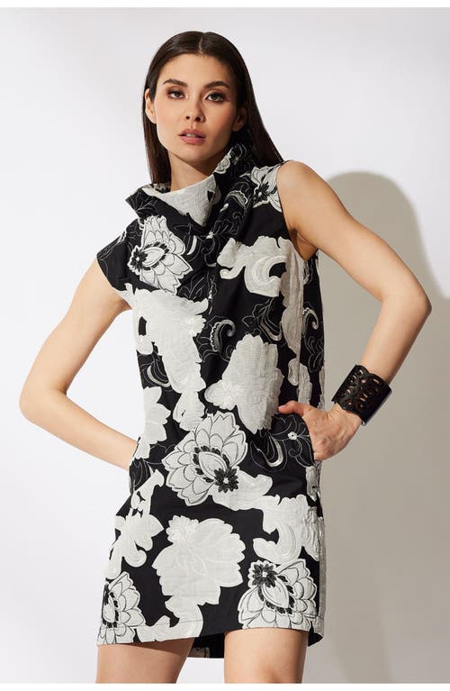 Natori Cressida Applique Funnel Shift Dress In Black
