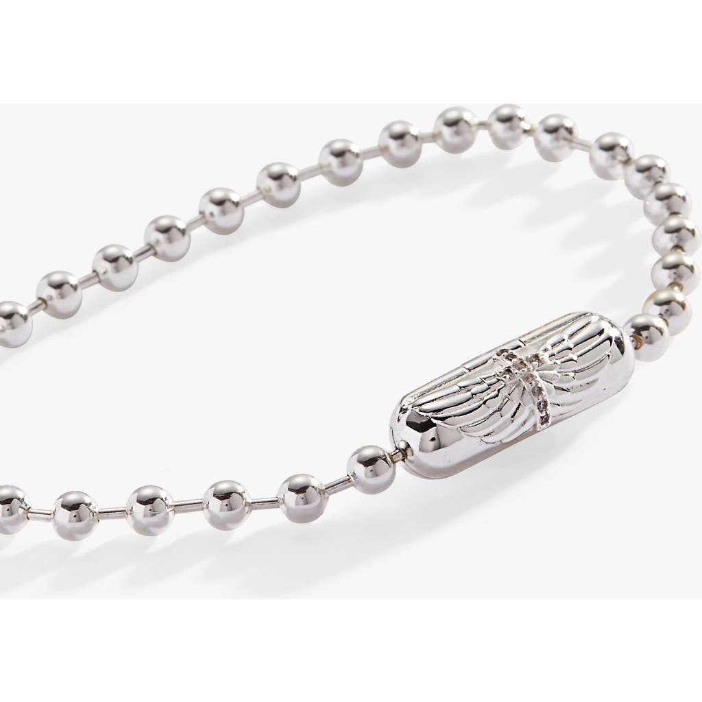 Alex And Ani Ball Chain Barrel Closure Bracelet With Wings In Silver