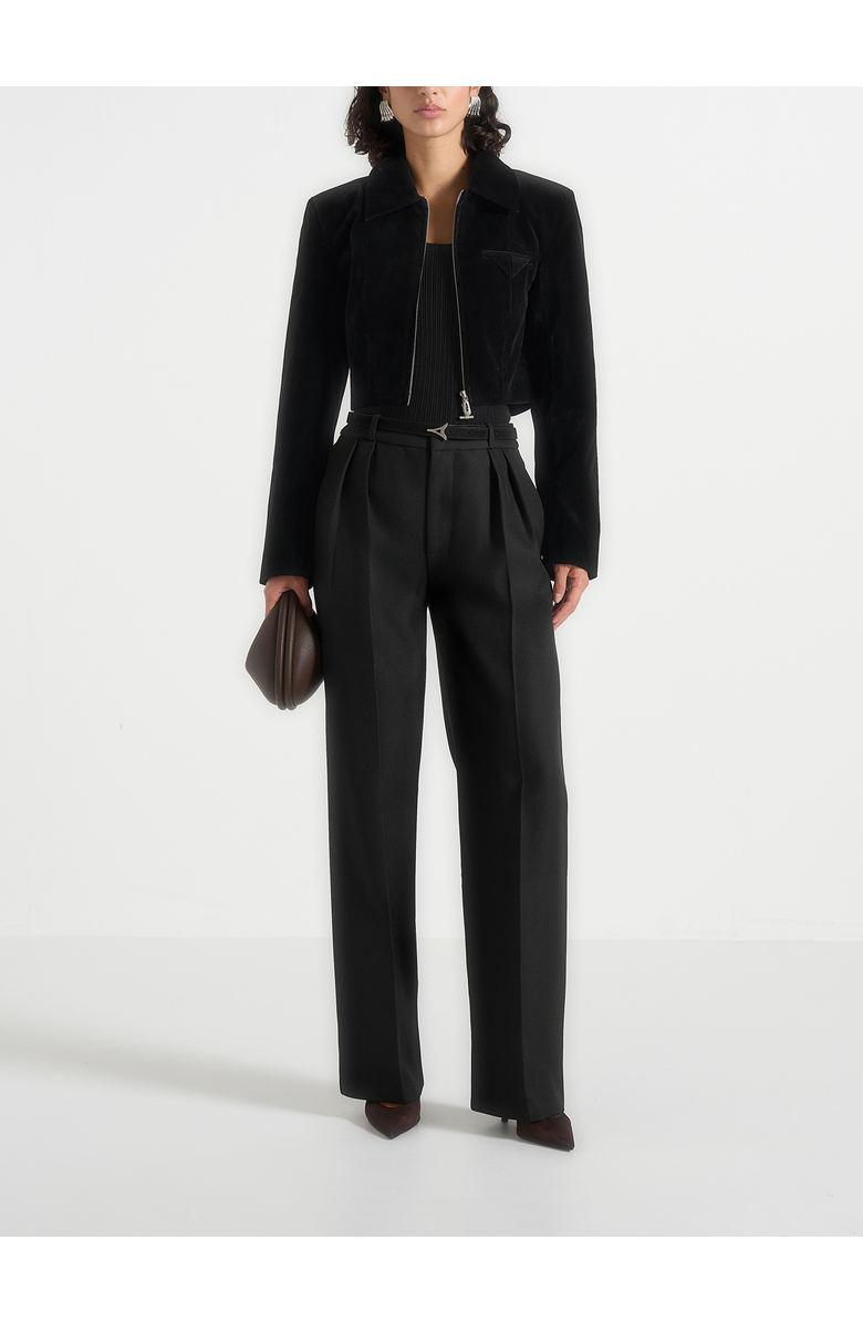 Manière De Voir Adina Velvet Cropped Jacket, Alternate, color, Black